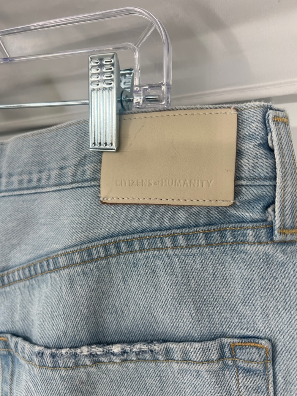 Citizens Of Humanity Ayla Long Inseam Light Blue Distressed Denim Shorts 34 - Picture 7 of 11